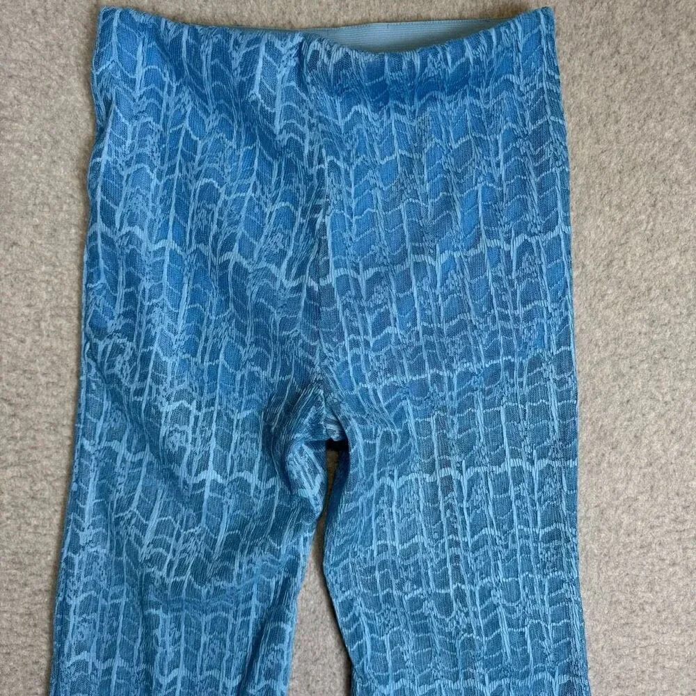 Free People Women's XS In The Night Lace Flare Pant Blue Elastic Waist Pull On